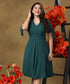 Vneck Buttoned Sleeve Tie Green Dress